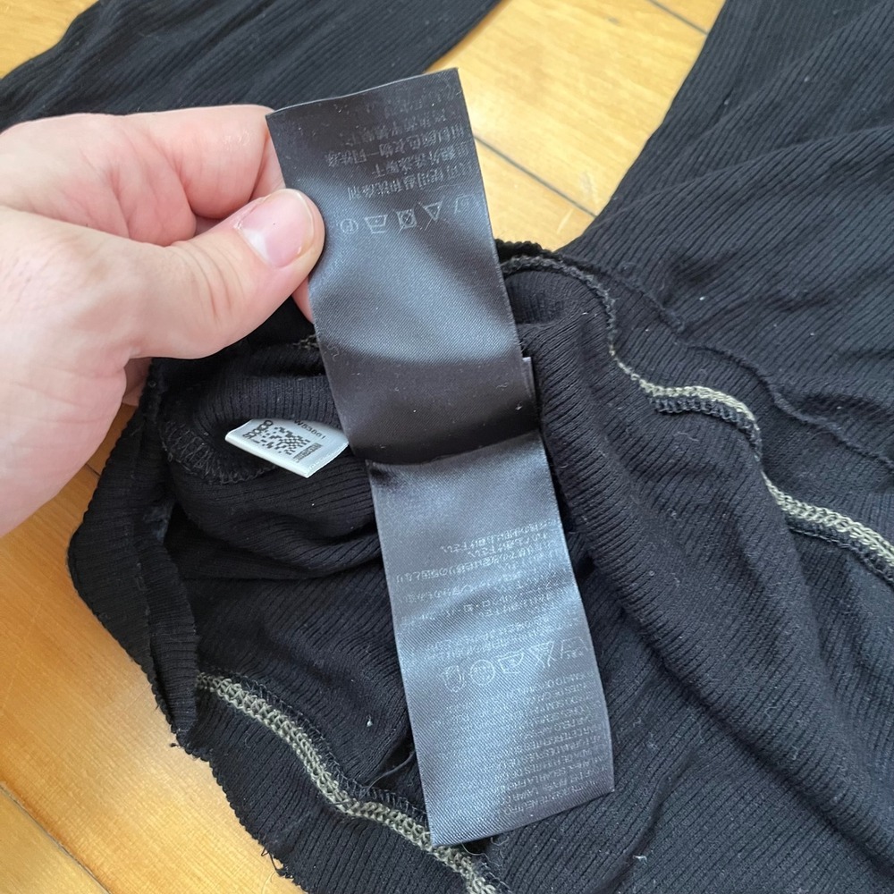 Y-3 Yohji Yamamoto Adidas Black Ribbed Long Sleeve Top Raw Edge Medium - Picture 12 of 13